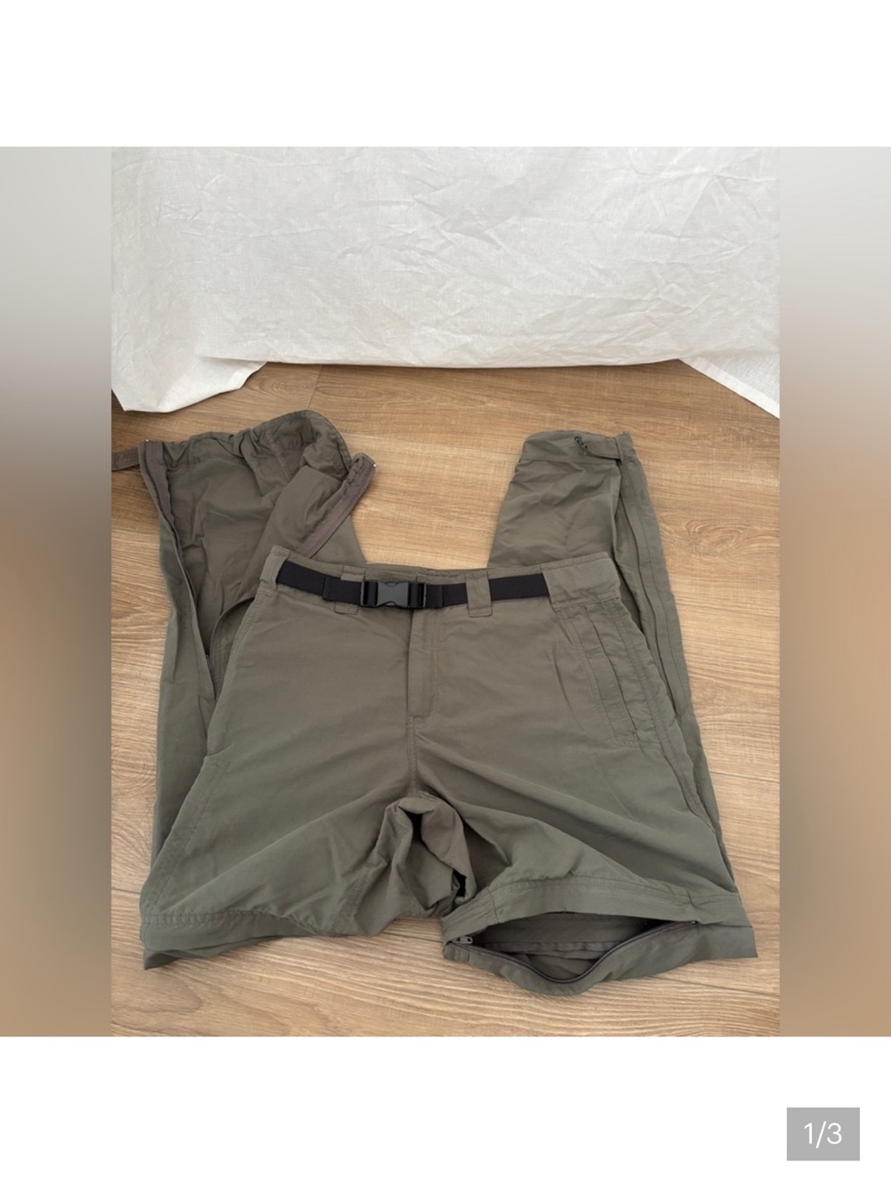 Women’s Olive Convertible Hiking Pants with Built-In Belt